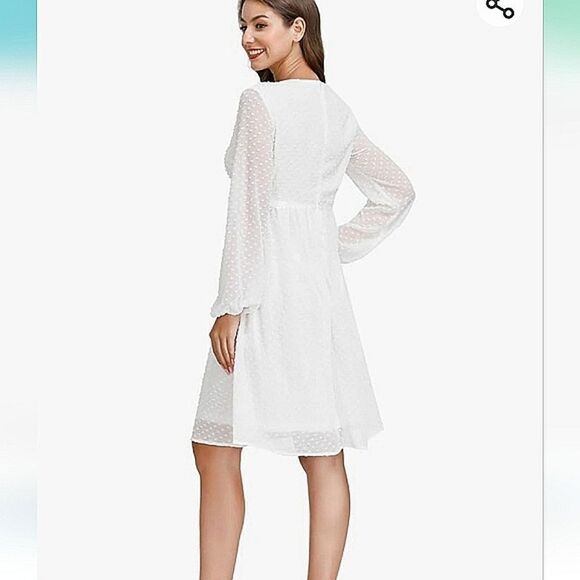 JASAMBAC Women's Swiss Dot long sleeve maternity Dress - Picture 2 of 14